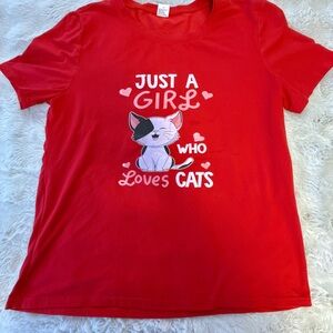 Red Cat Lover's T-Shirt Medium New